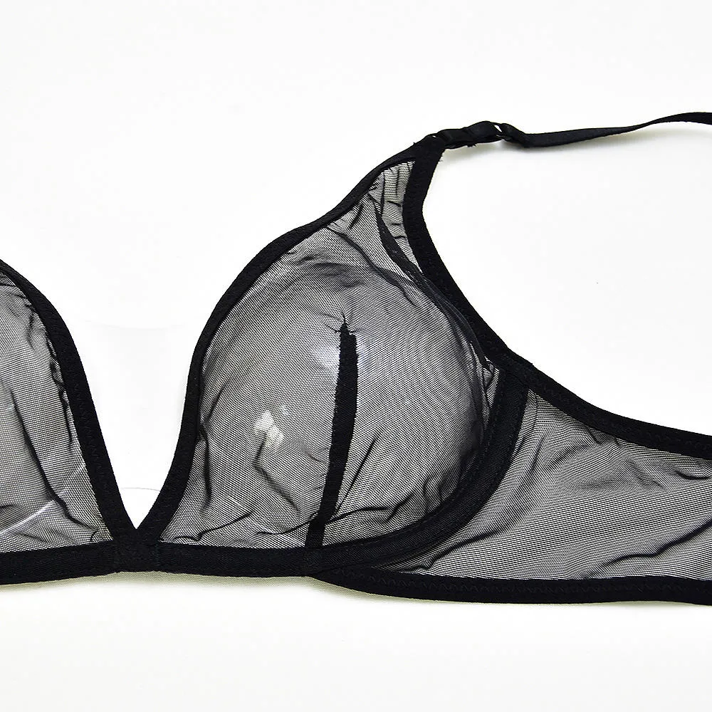 Mujeres transparente íntima Diseño malla underwire Sujetador lencería para chicas sexy