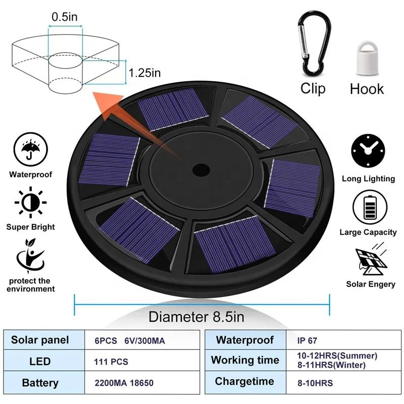 Waterproof 111LED Solar Power Flag Pole Light Energy Saving Long-Lasting Night Light