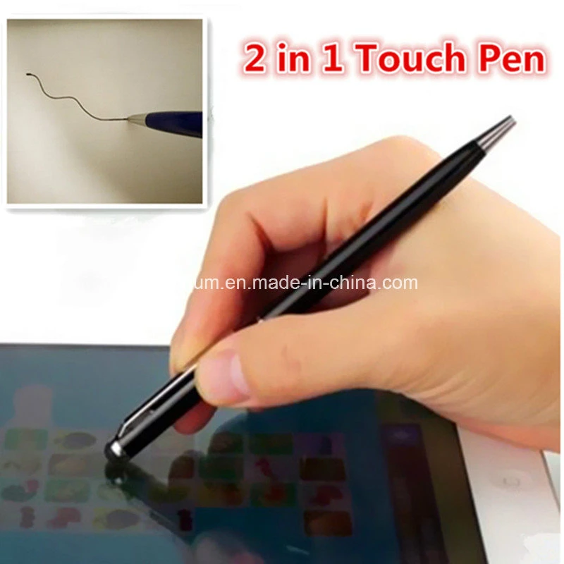 Custom Logo 2 in 1 Mini Universal Tablets Touch Stylus Pen Drawing Ball Pen for iPad iPhone Mobile Phone Laptops Screen