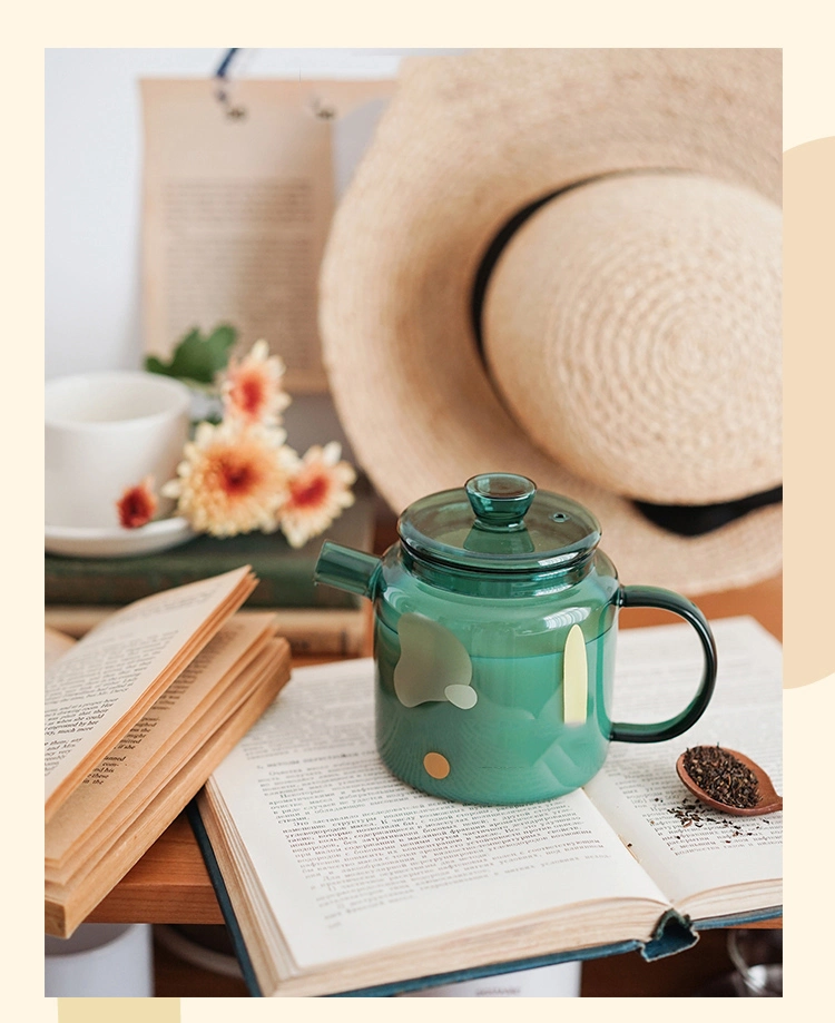 Agua de la olla de té de Borosilicato de vidrio de diseño simple Botella de color verde gris ámbar