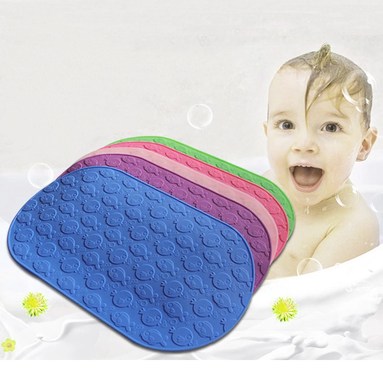 Shower and Tub Mat with Drain Holes and Suction Cups for Elder or Kids, Safety Baby Silicone Bathroom Mat