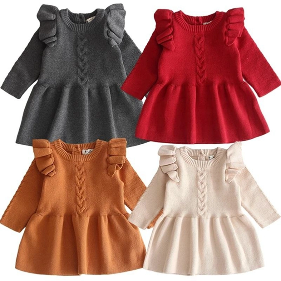 Baby Girls Knitted Loose Sweater Dress Toddler Kids Soft Dresses Spring Autumncotton Infant Children Christmas Clothes