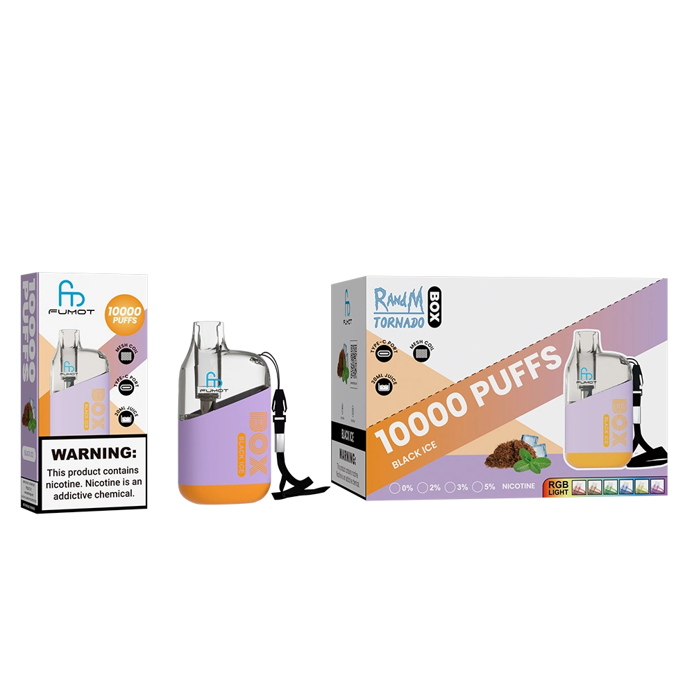 Al por mayor precio de fábrica 10000 Puffs Fumot Tornado Caja malla bobina Vaporeta desechable ligera RGB