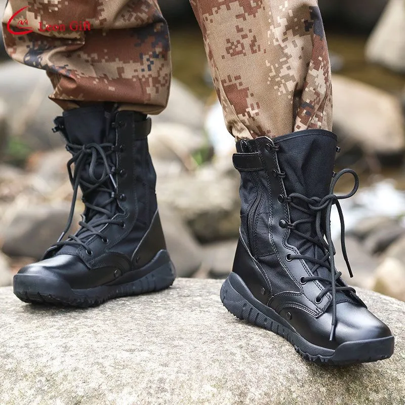 Factory Custom New Combat Boots Side Pull Wear Resistant Lightweight Climbing Tactical Boots   Shoes