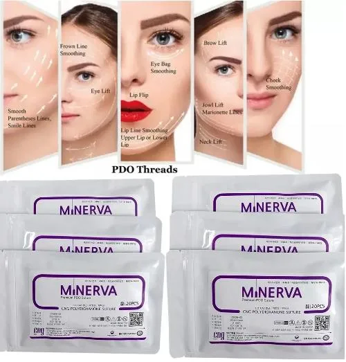 2023 Minerva Cosmetic 23G de 50mm W L afiladas agujas B cánula Plla Ppdo arrugas reabsorbible estéril, las roscas de la mandíbula piel V Levante Pcl Pdo hilo Mono Minerva