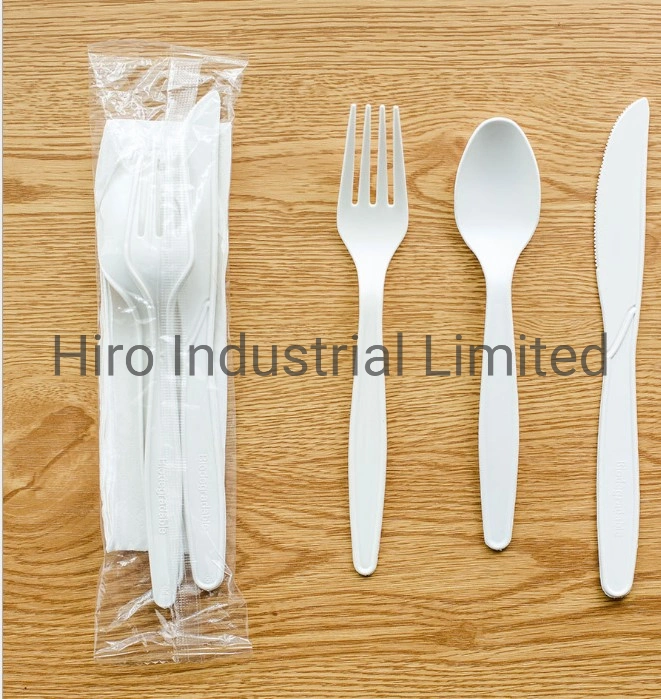 Compostable PLA Spoon Fork Knife Set with Compostable Wrapping Amazon Hotsale