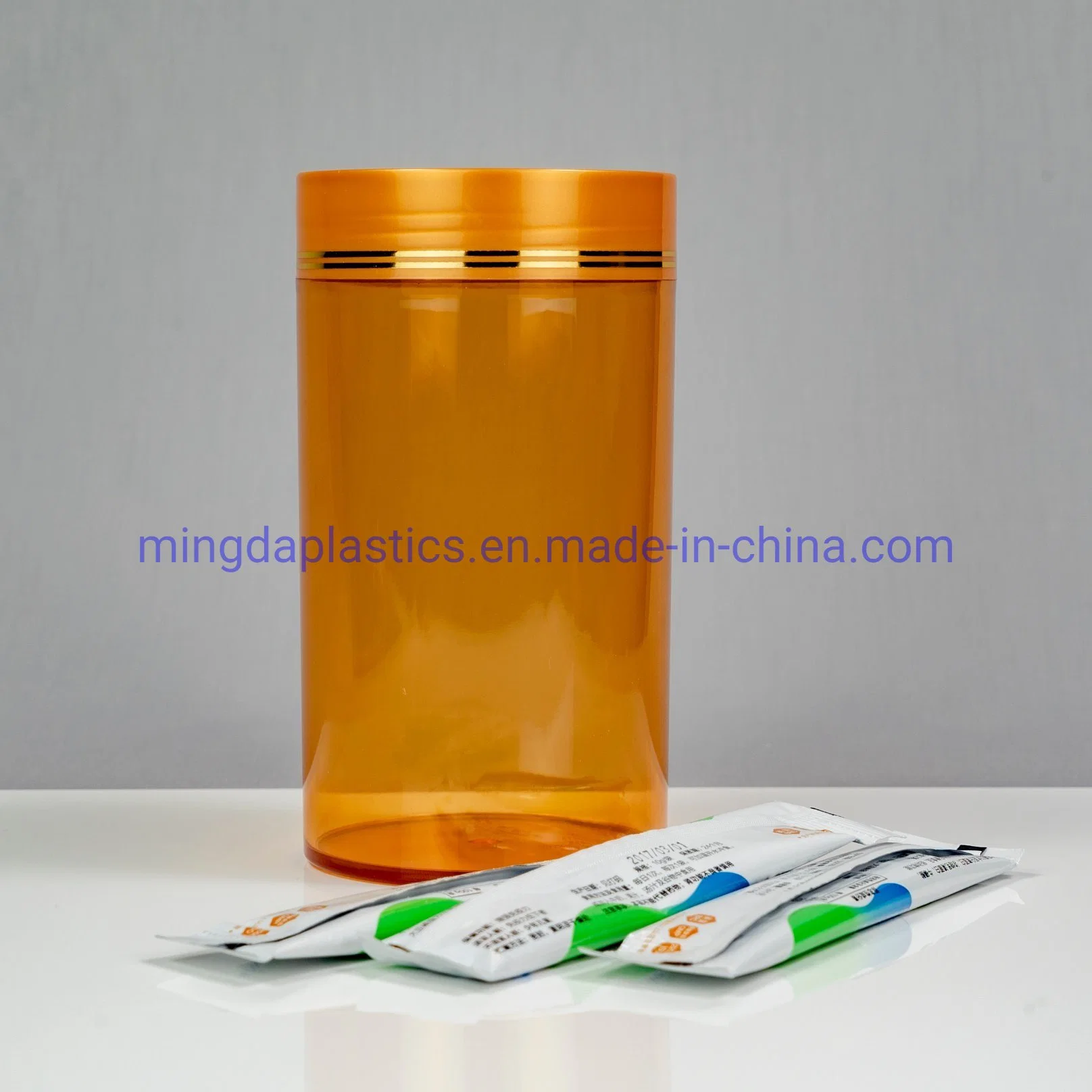 500ml Amber Straight Side Plastic Packaging Acrylic Similiar Supplement Pet Round Bottle Supplier