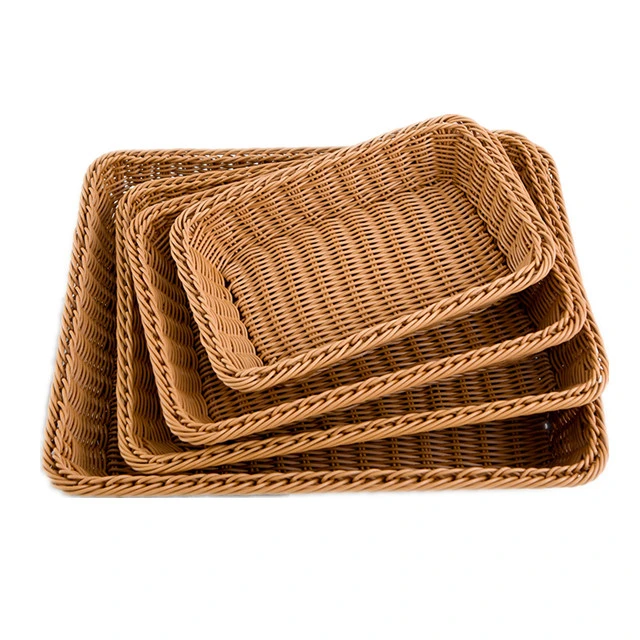 Supermarket Home Plastic Rattan Bread Gift Fruit Basket