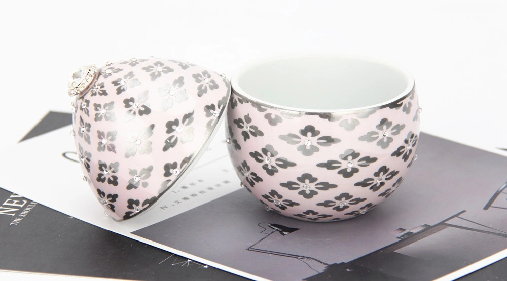 C034 Luxury Ceramic Egg Shape Candle Jar Wholesale/Supplier Christmas Decoration Wedding Gifts Custom Pink Candle Holder