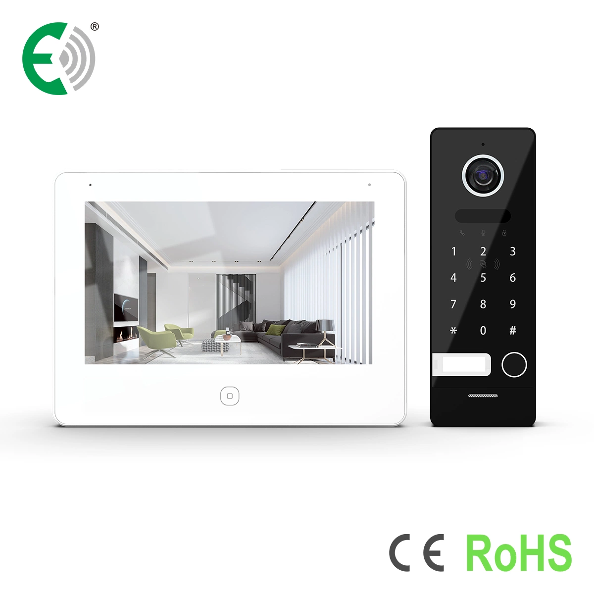 2 Cable de vídeo de cámara de 2MP colorido Doorphone con pantalla táctil