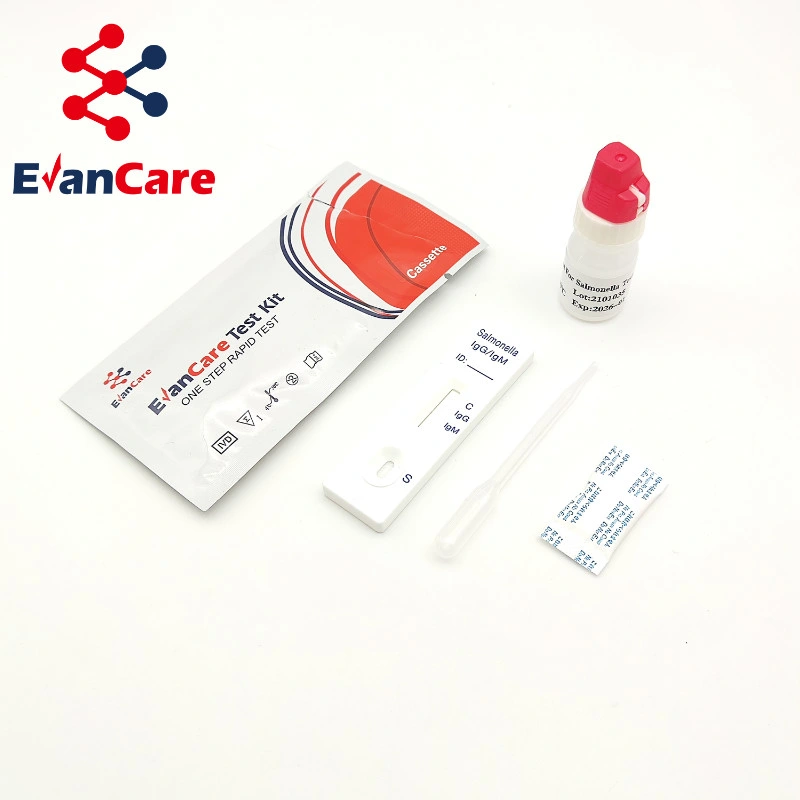 Test de carte IGM d'anticorps IgG anti-Salmonella Typhi Evancare