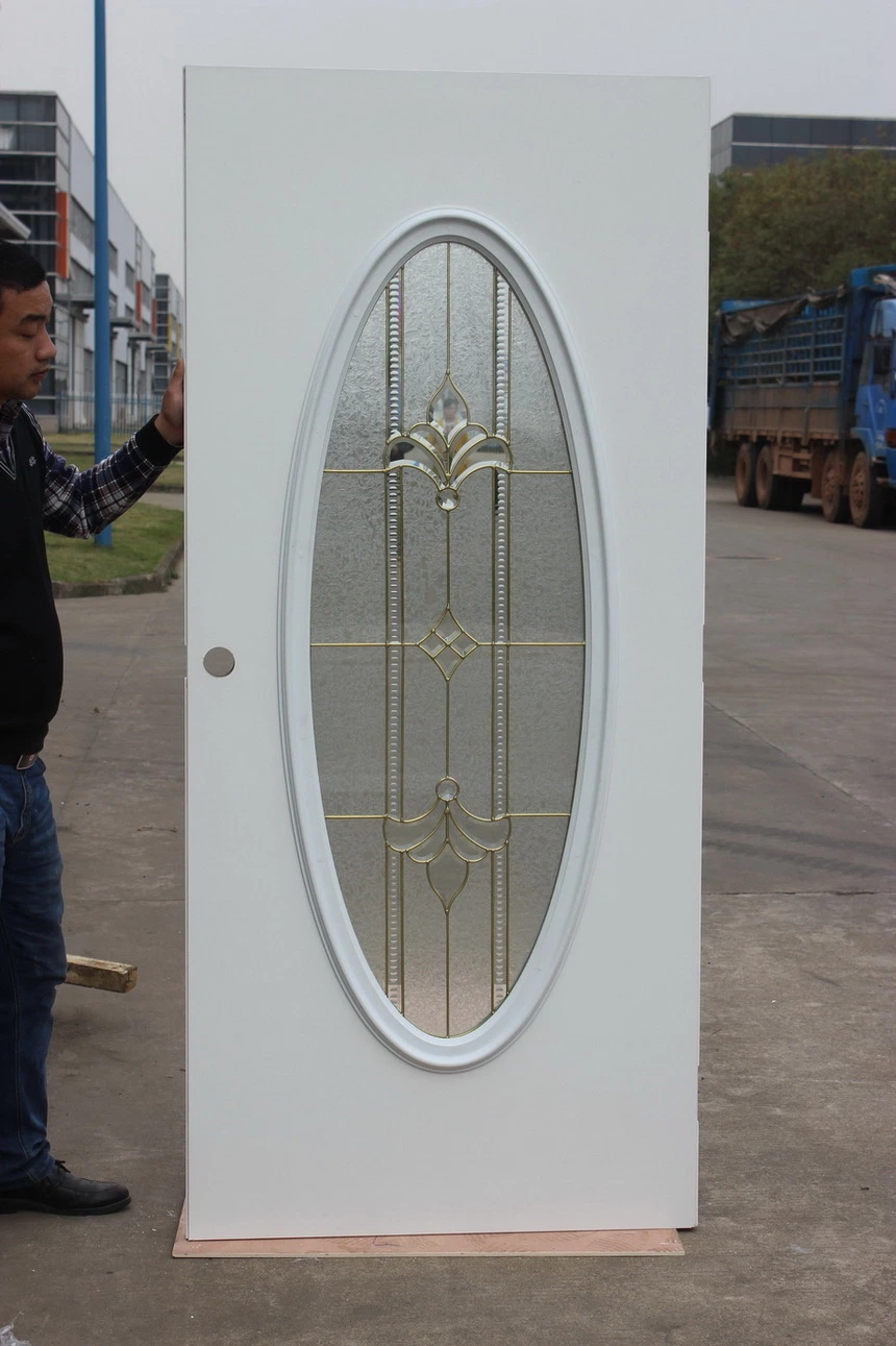 Exterior Steel Glass Ornament Iron Door