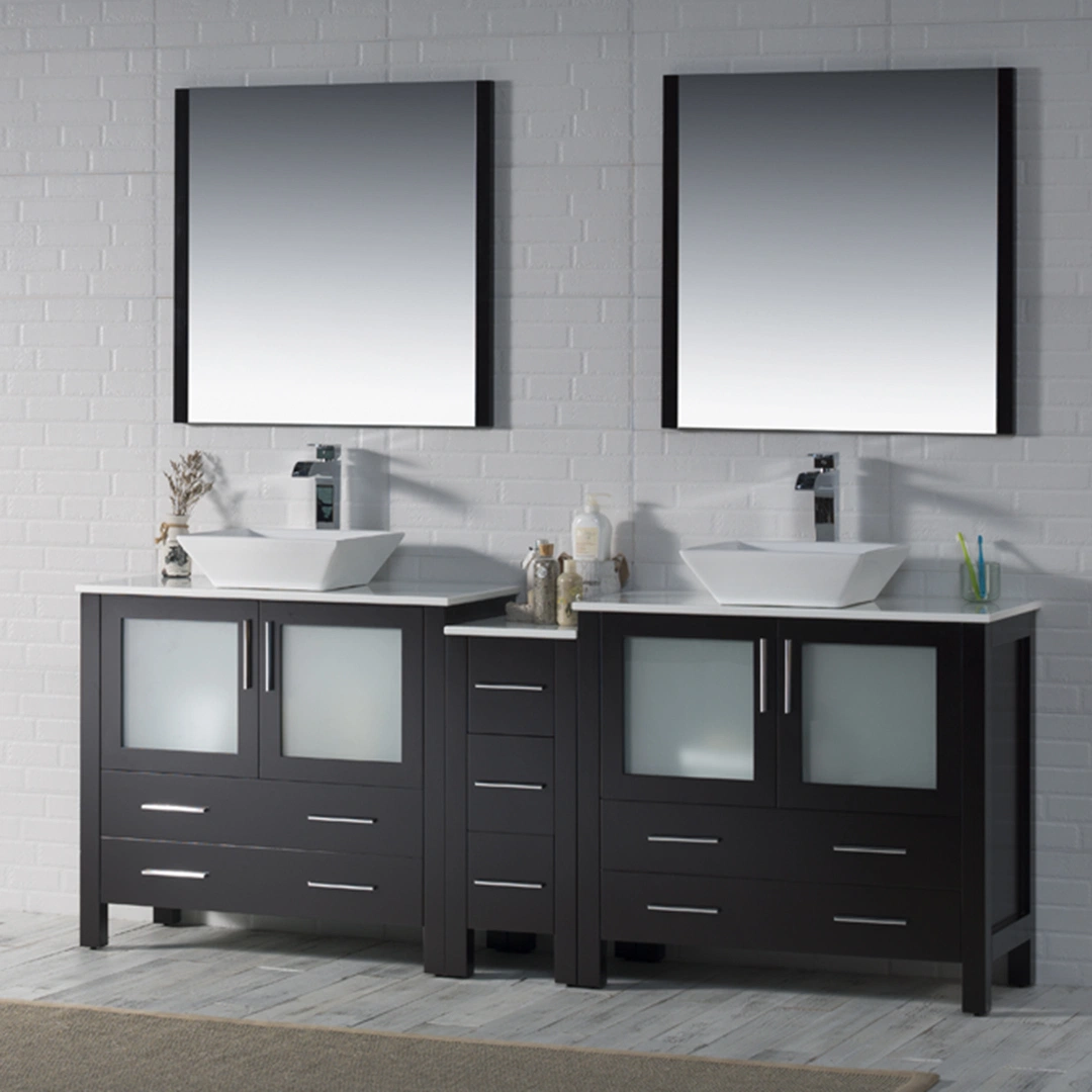 Customized Size Bathroom Furniture Solid Wood Cabinets Sets with Mirror