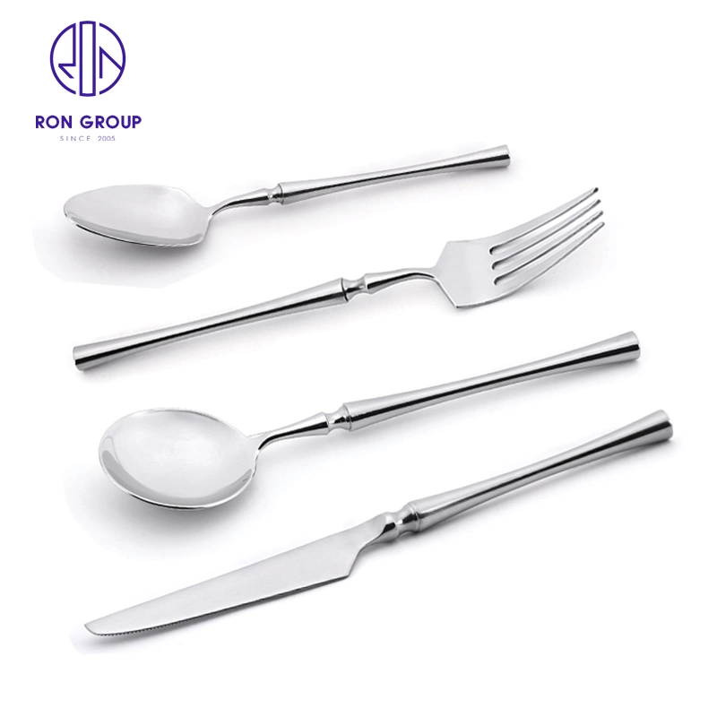 Western Restaurant Hotel Kitchen Slim Handle Knife Spoon Fork Solid Talheres de aço inoxidável Gloss Silver