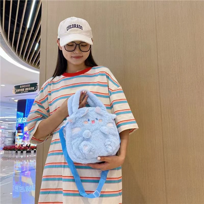 New Cartoon Chubby Dragon Tote Bag, Soft Cute Doll Backpack, Versatile Cute Plush Shoulder Cross-Body Bag