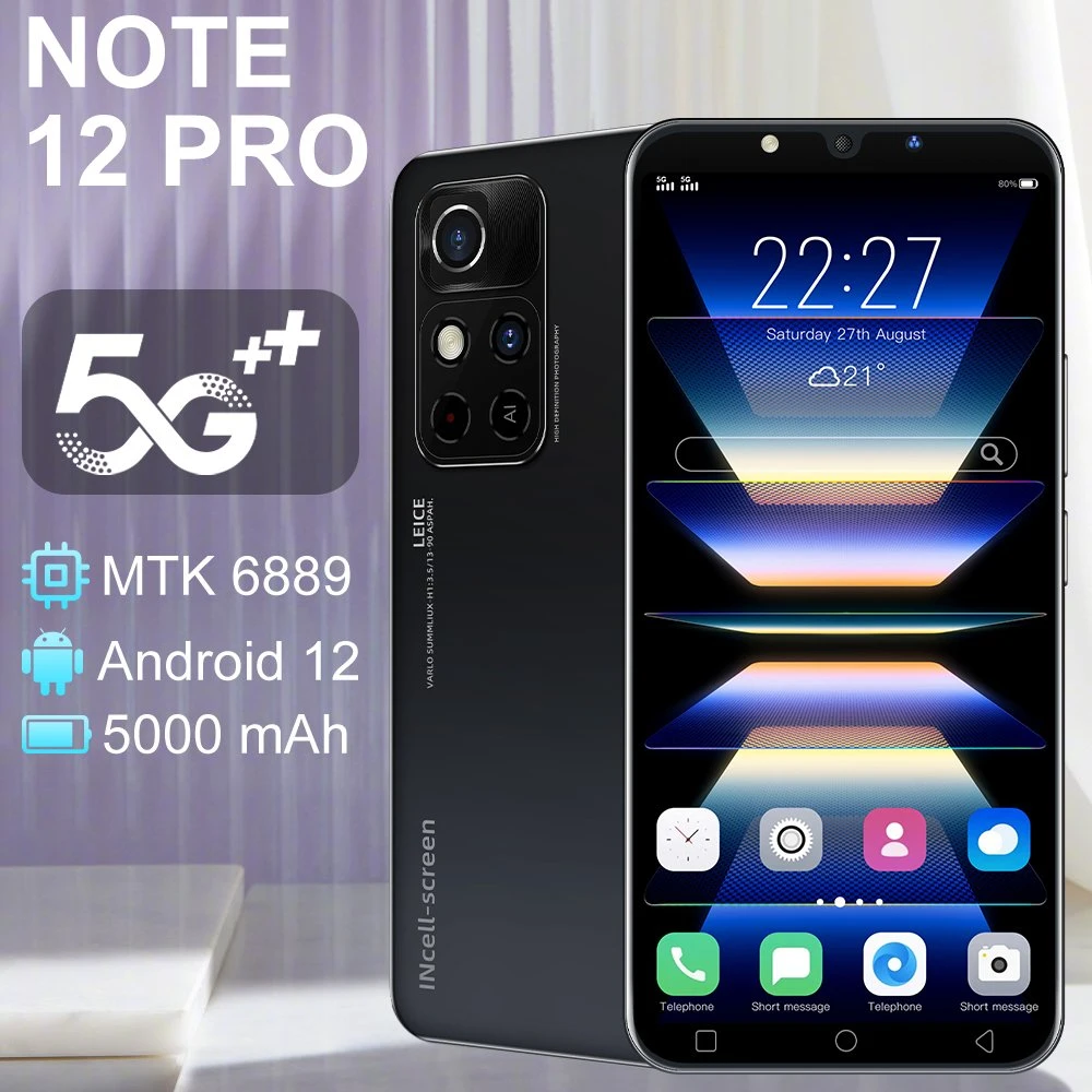 Hot Sale Brand New Phone Model Note12 PRO 16GB 1 T, 8GB 512GB, 4GB 64GB, 6GB 128GB, 8GB 256GB Android Smart Phone, Viqee Mobile Phones OEM/ODM