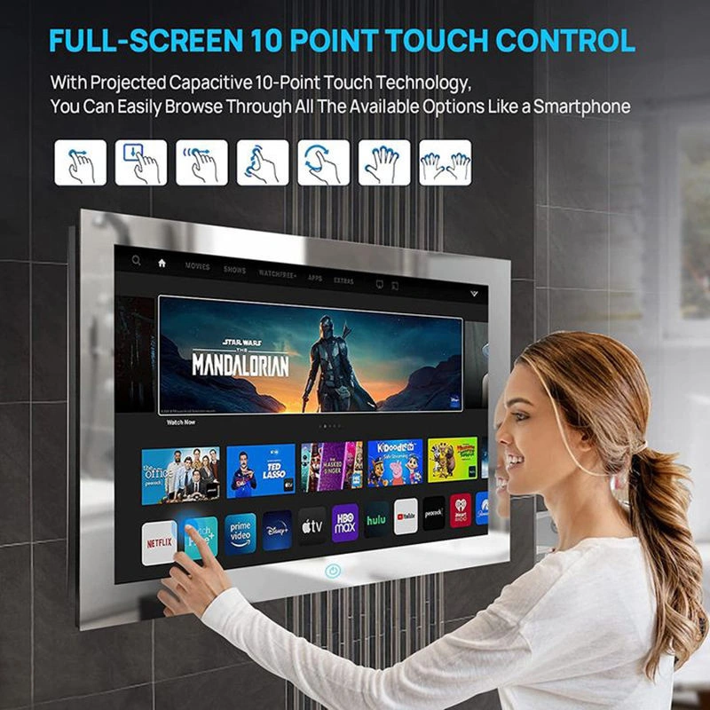 Hot Sale Waterproof Intelligent Smart WiFi Mirror Magic Touch Screen Mirrors TV for Hotel Real Estate Smart Home