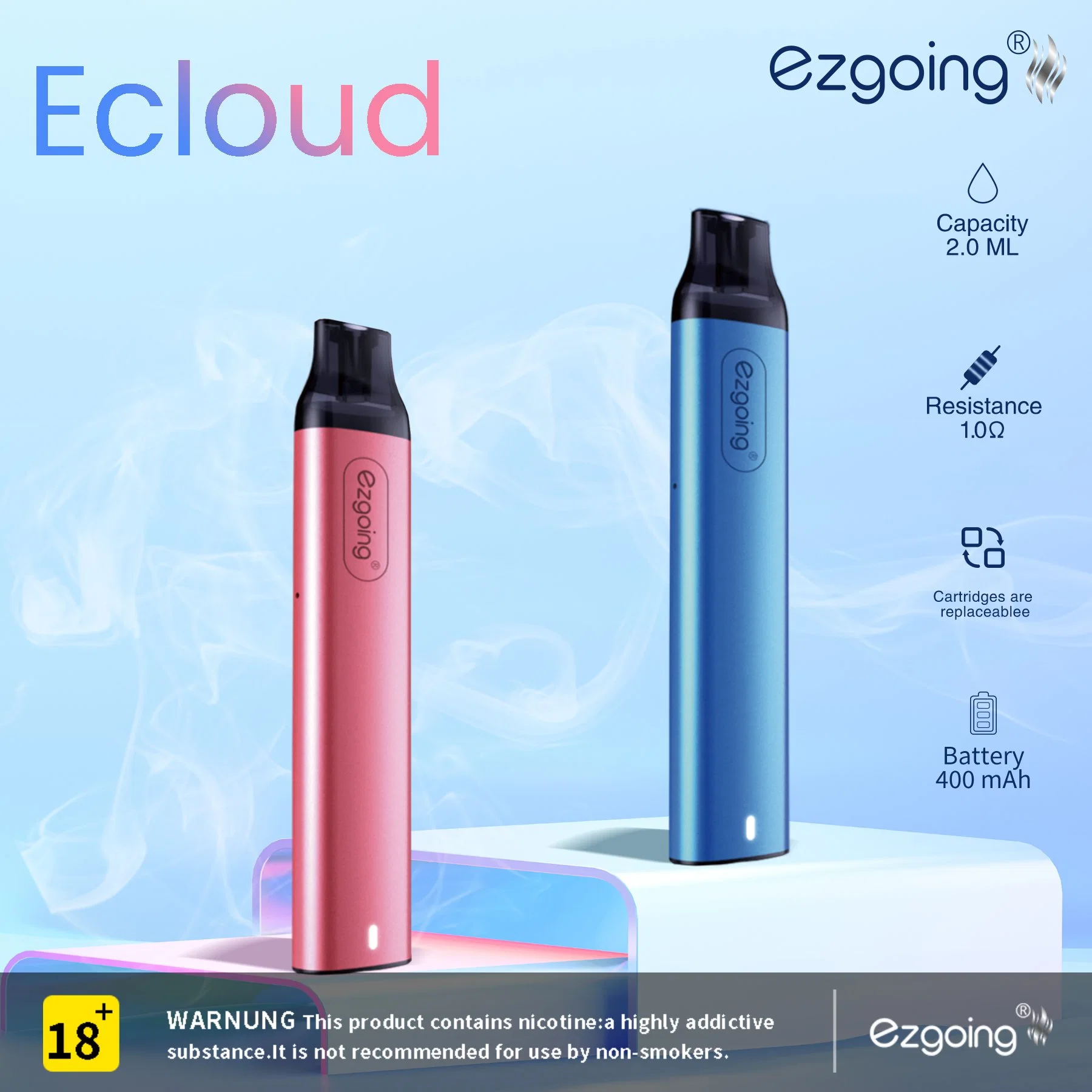 Großhandel/Lieferant Shenzhen Mini Einweg Ezgoing Ecould 600 Puffs Austauschbare Pod Elektrische Zigarette Aromen Angepasst