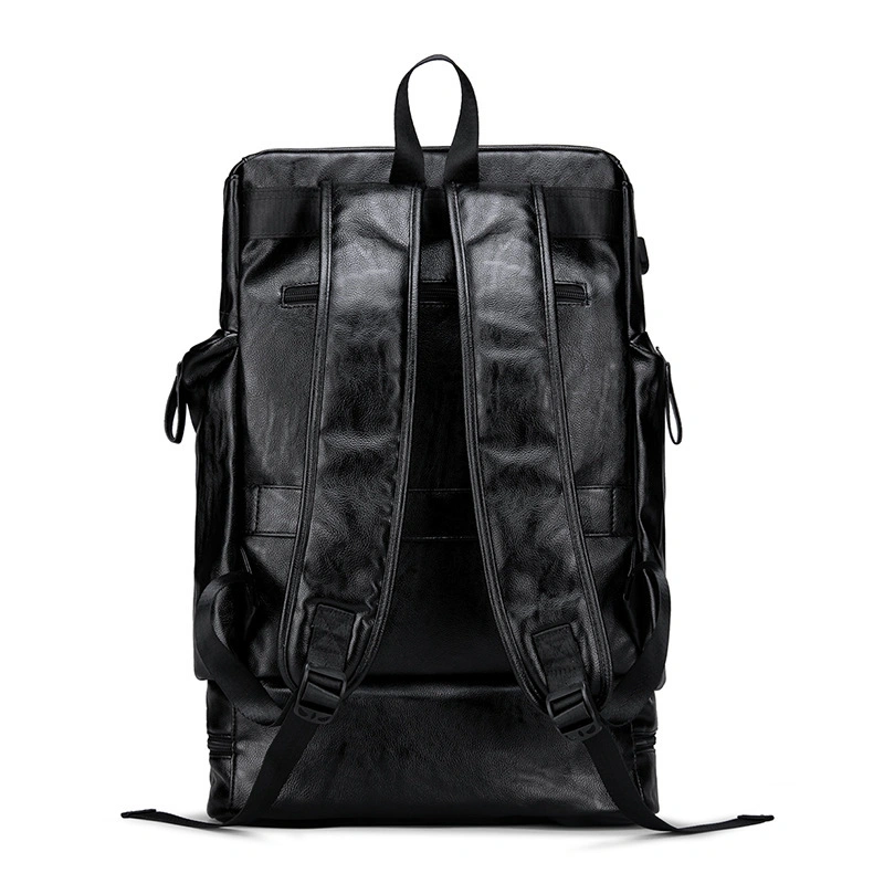 Mochila de computador impermeável PU Leather Business para homem, de grande capacidade Saco escolar