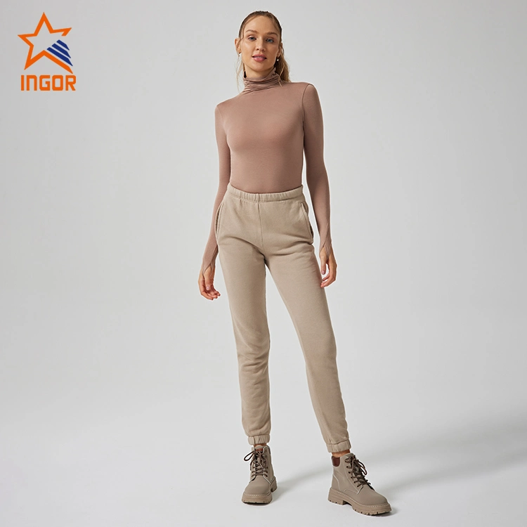 Ingor Sportswear Activewear Clothing Manufacturers ODM OEM Custom Women Long Sleeve T Shirt & Jogger Pants Sets Street Casual Wear Women Apparel