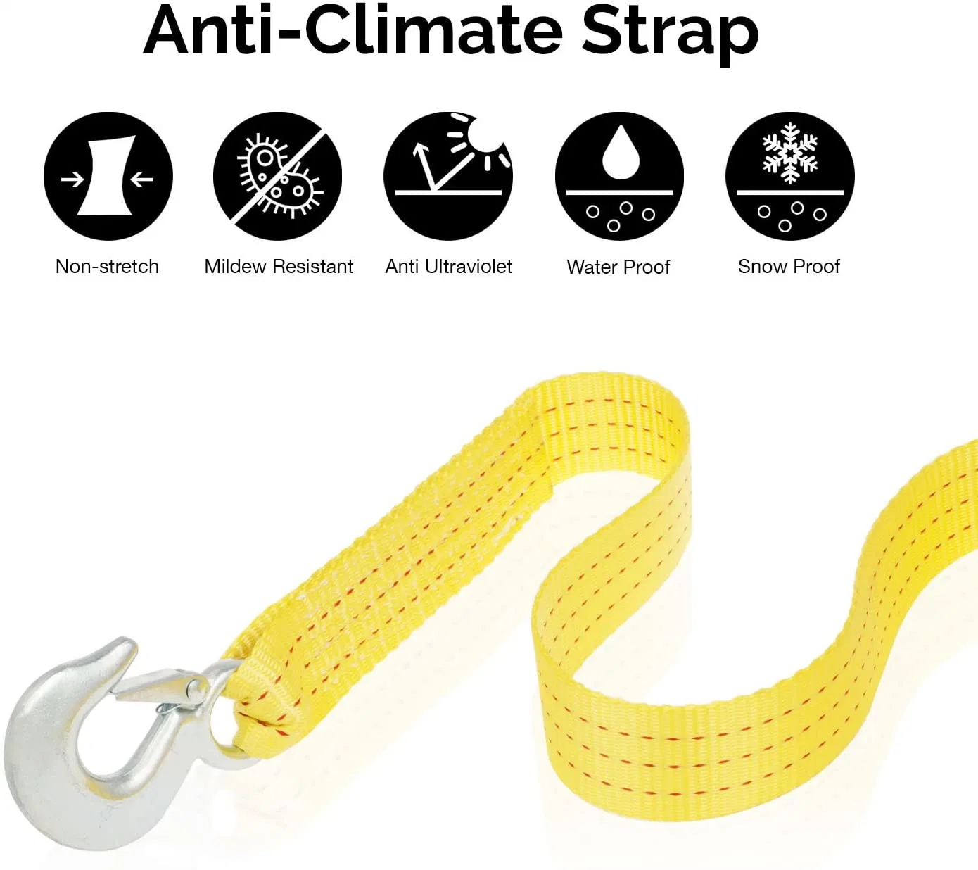 Heavy Duty Tow Strap with Safety Hooks 1.5t Capacity