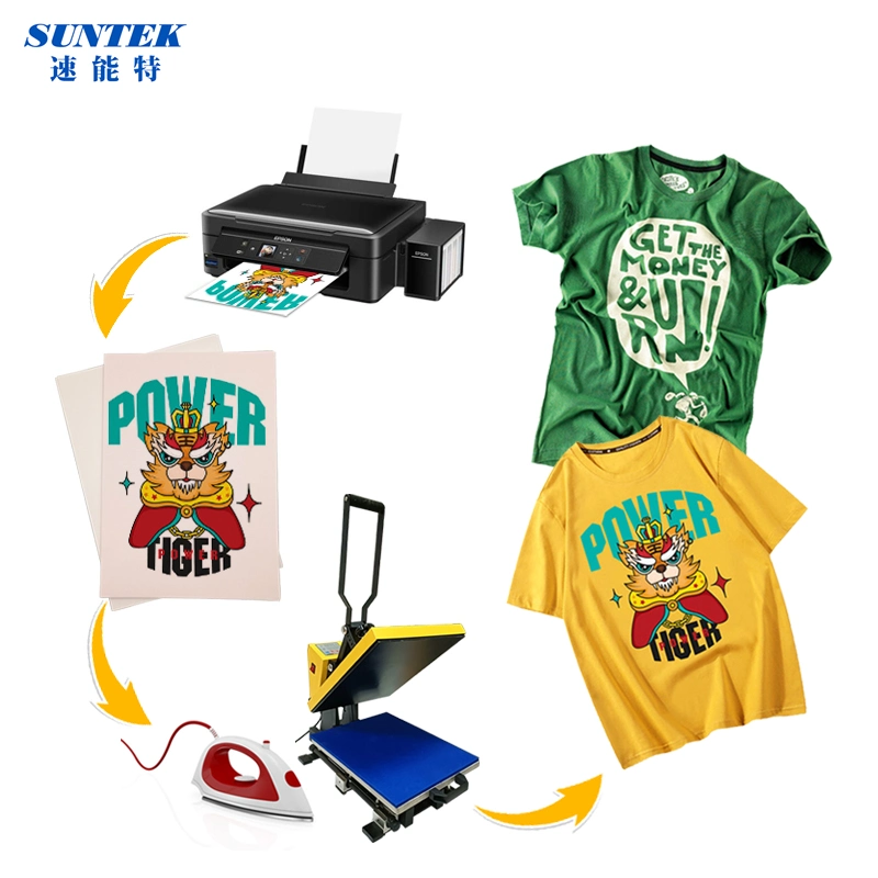 A4 Transfer Paper Light Dark Color Printing on Heat Press for Textiles Ceramic Matal Plastic A4 Paper Pattern Print 203GSM 20 Sheets/Bag