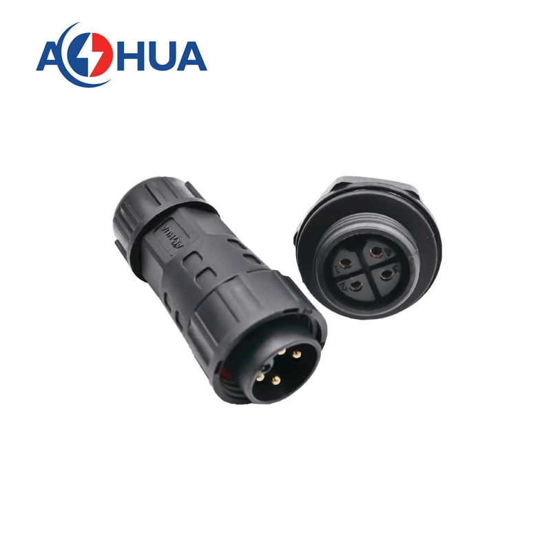 IP68 4pin conector de cable circular M20 4 cable eléctrico de núcleo Conector hembra de montaje en panel de conector hembra de montaje en panel de montaje en planta LED Grow Solución de diseño de cables resistente al agua de la lámpara