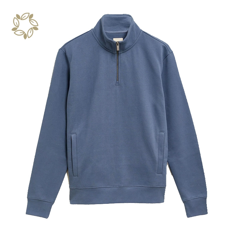 Sudadera de algodón de bambú con media cremallera Hombre Fleece Pullover con media cremallera Sudadera de punto ecológica para hombre Sudadera de algodón con 1/4 cremallera Jersey polar con media cremallera