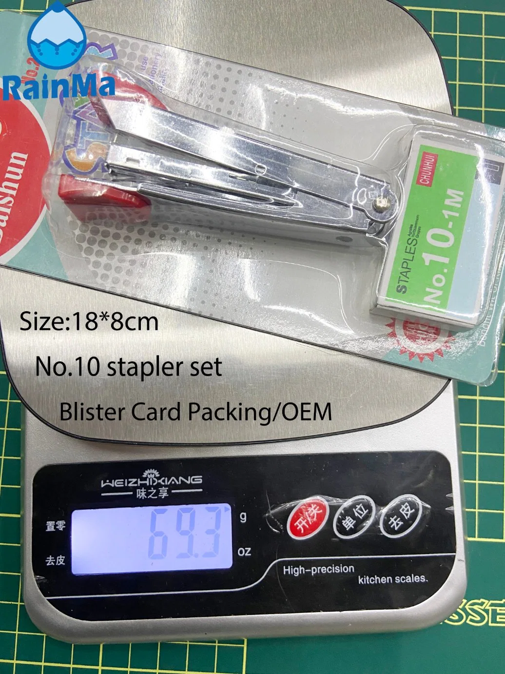 Embalagem de cartão blister personalizada popular Conjunto de grampeador metálico nº 10.