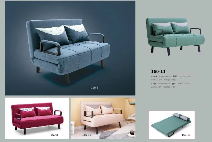 Modern Guest Room Bedroom Furniture Futon Fabric Sofa Bed