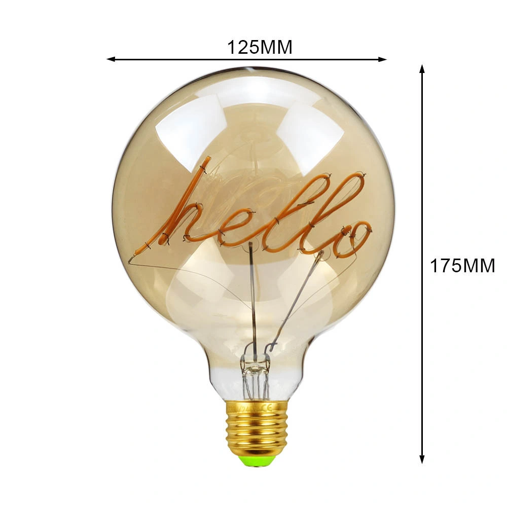 LED Filament Bulb Decorative Vintage G125 Globe DIY Letter Home Amber Glass 4W