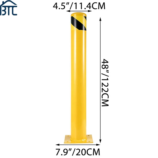 36" 42" 48" amarillo de alta barrera de acero del tubo de balizas de seguridad puesto.