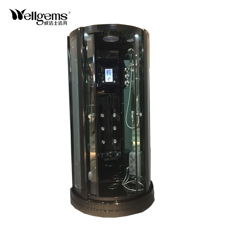 Black Acrylic Round Small Steam Room Shower Cabin