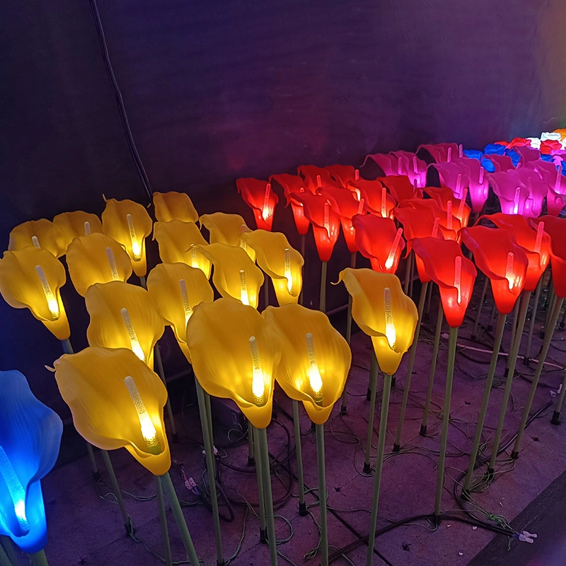 Amazon Solar Calla Lily Lamp Color Changing LED Simulation Lawn Lamp for Outdoor Garden Decoration