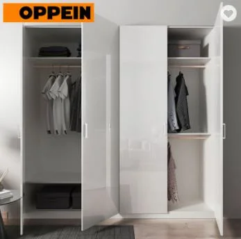 Opppein Lacquer Material Wardrobe Double Open Door