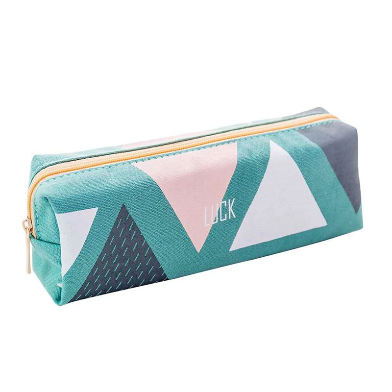 fashion Eco-Friendly Fabric Canvas Pouch Office School Children Pencil Box Zipper Bag