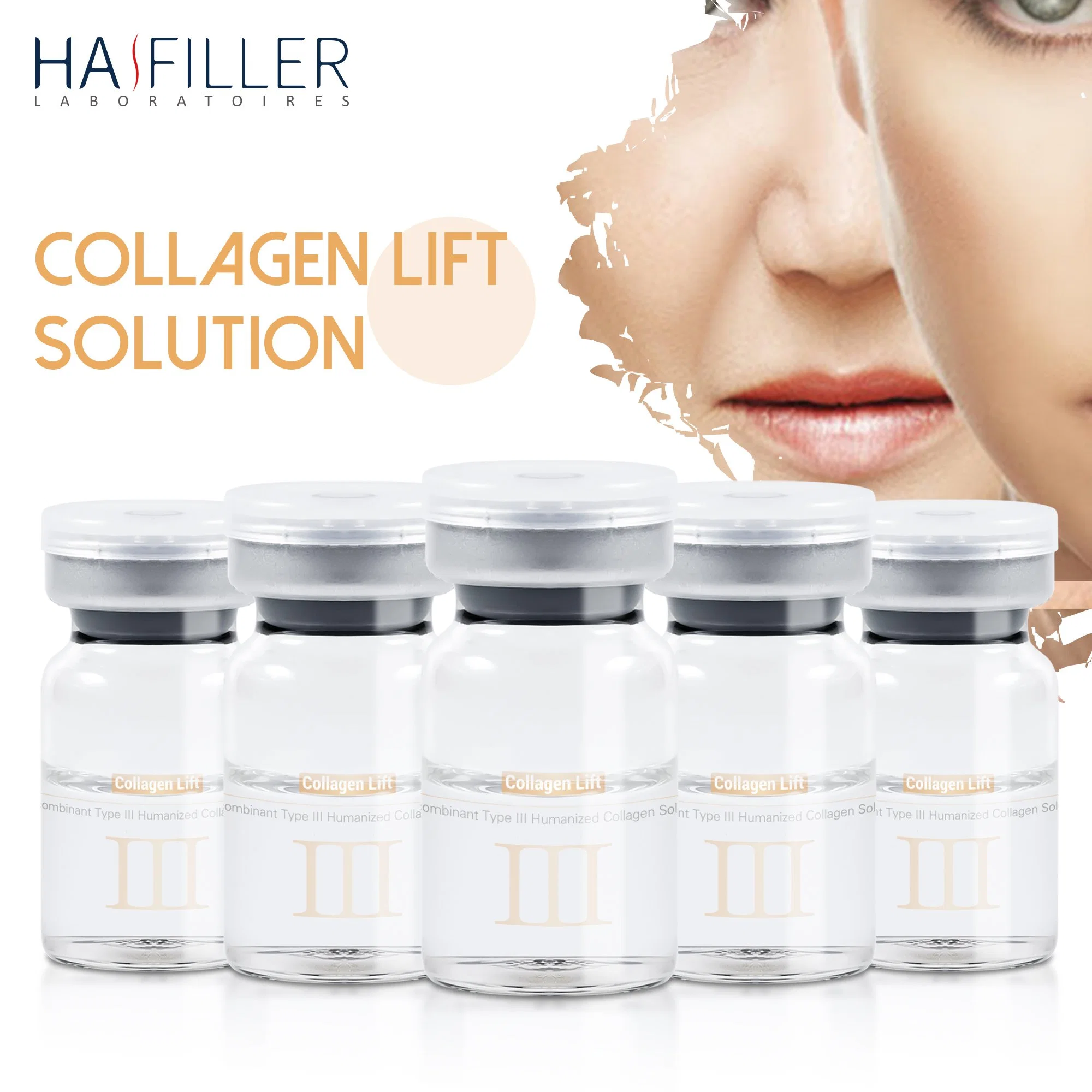 Hot Selling Face Hydration Humanized Type Three Recombinant Collagen Lift Brightening Skinbooster Mesotherapy Solution Collagen Lnjection Skin Care Serum