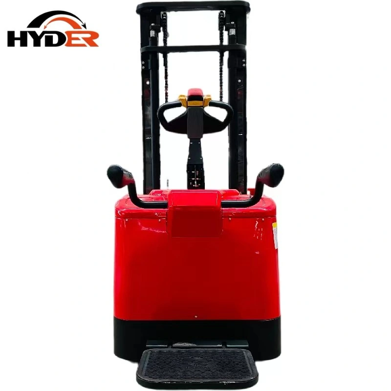 China Hyder Warehouse Equipment 2.0ton Driving Stand-up Full Electric Pallet Stacker