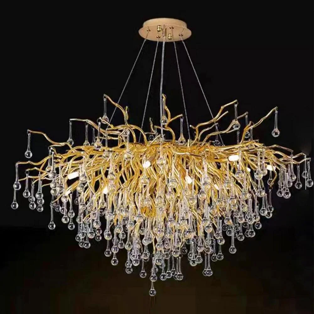 Post-Modern Light Luxury Living Room Glass Pendant Light Creative Round LED Crystal Chandeliers for Restaurant