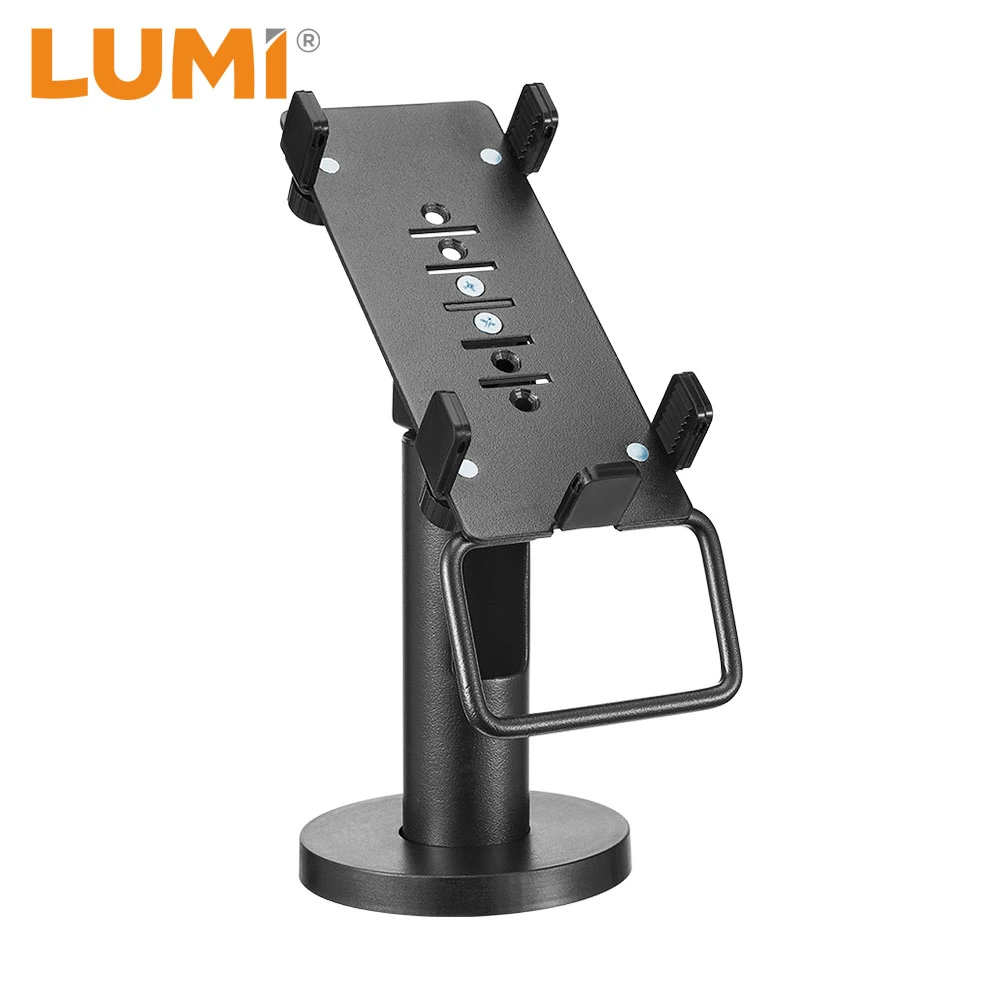 Black Tilt Swiveling Adjustable Width Universal Credit Card POS Terminal Mount Stand with Cable Management