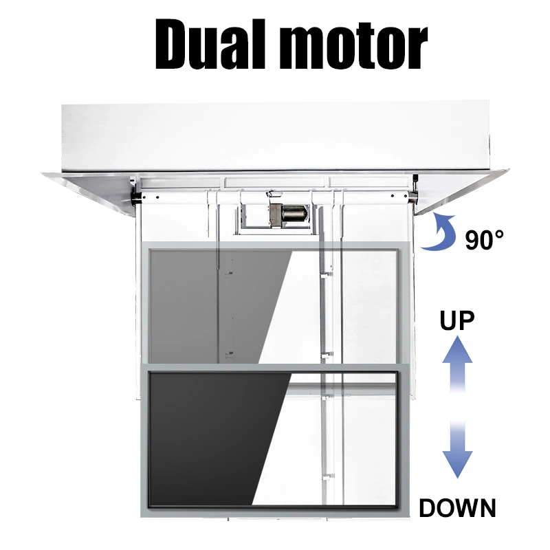 32 46 55 65 75 85 100 Inch High quality/High cost performance High Performance Smart Electric Controllers TV Mount Bracket Flip Down Motorized Ceiling TV Lift