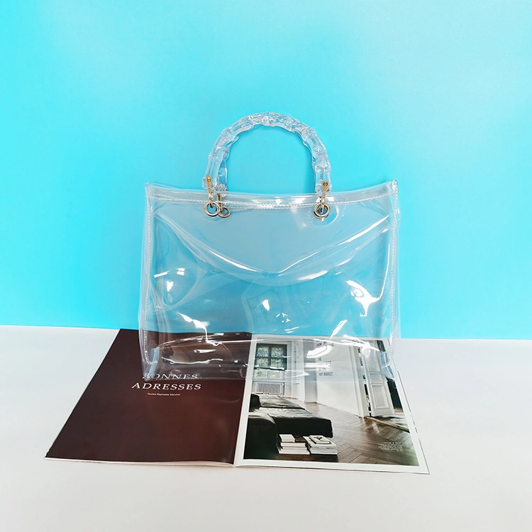 Sh1542 2020 Clear Purse Sets Bamboo Handle PVC Handbag Jelly Handbags for Women