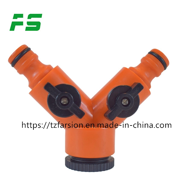 Garden Irrigation Tool Snap in Hose Quick Coupling Splitter Y-Joint Shut Offer Valve for Hose Tube Water Faucet Connector