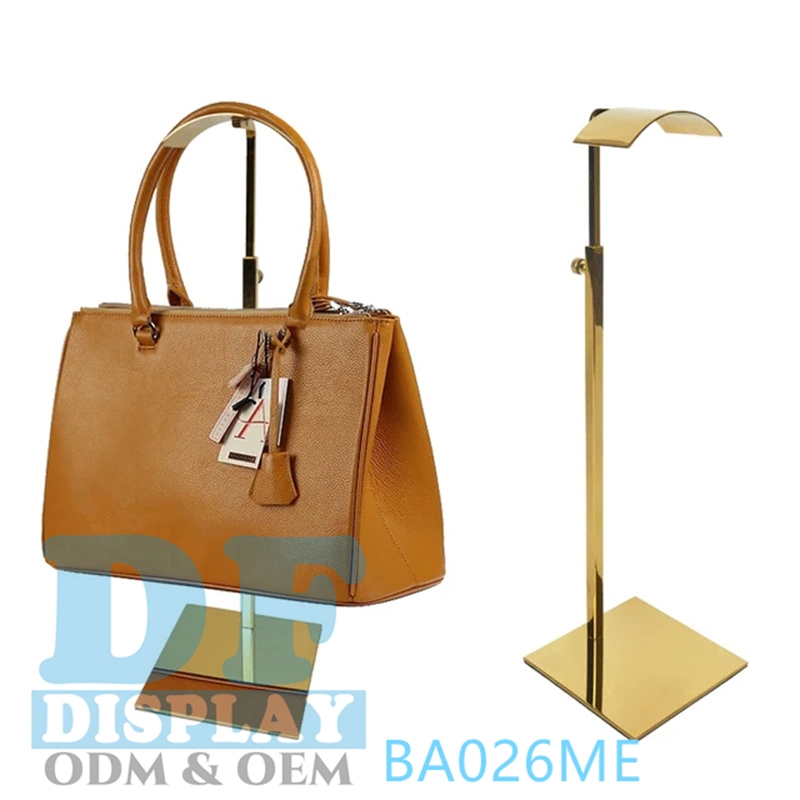 Countertop Adjustable Hanging Bag Display Stand Handbag Purse Display Stand Metal Stainless Steel Single Hanging Hook Bag Display Brushed Bag Display Holder