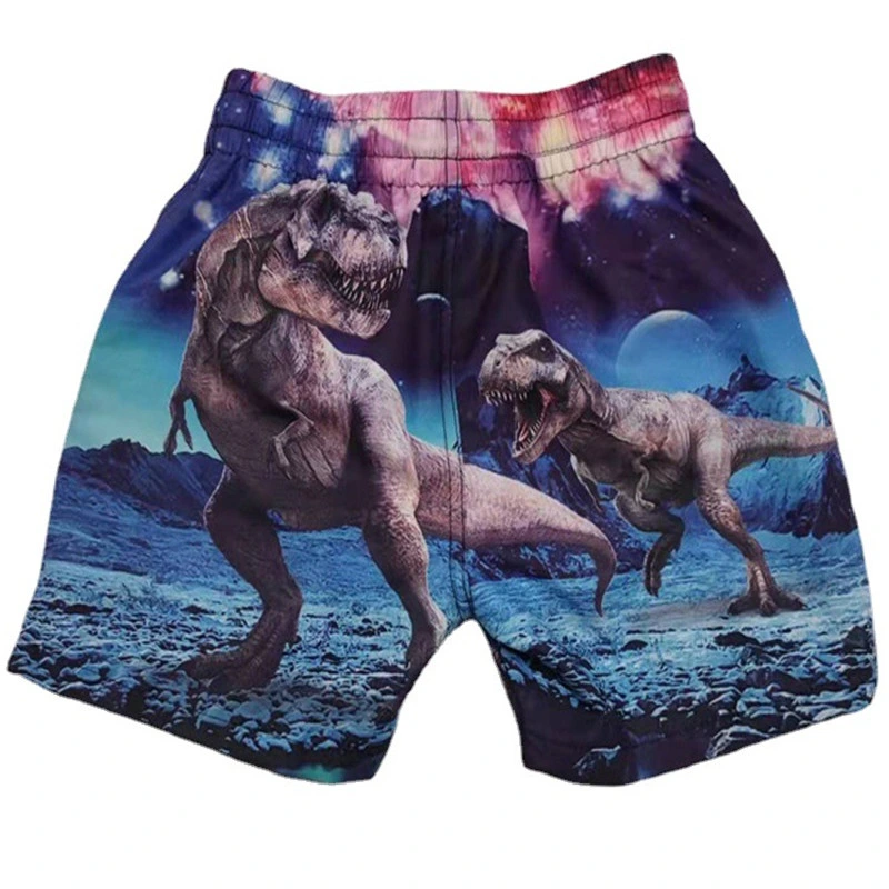 Summer Kids Beach Pants Tyrannosaurus Print Children's Shorts Polyester Beachwear