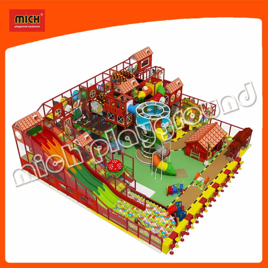 Farm Themed Red Color Indoor Playground