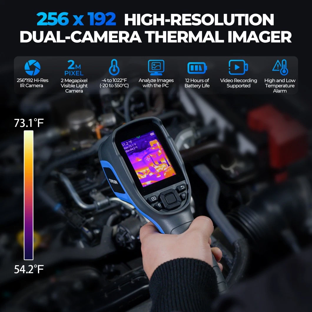 Topdon Factory Supply Tc005 256*192 portátil de alta resolución inteligente pequeño Termografía móvil Android Cámara termográfica de infrarrojos de mano térmica Unidad de imagen