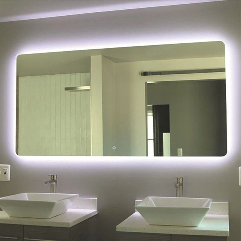 Зеркало для ванной комнаты со светодиодной подсветкой, туалетный люминесцентное зеркало, зеркало для туалета, светодиодный светильник для обогрева, беспроводной телефон, 0670