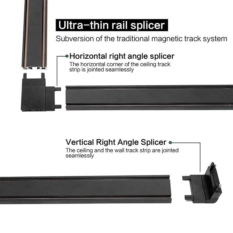 Accessoires de piste magnétique noire et blanche Connecteur en forme de T pour rail de lumière magnétique.