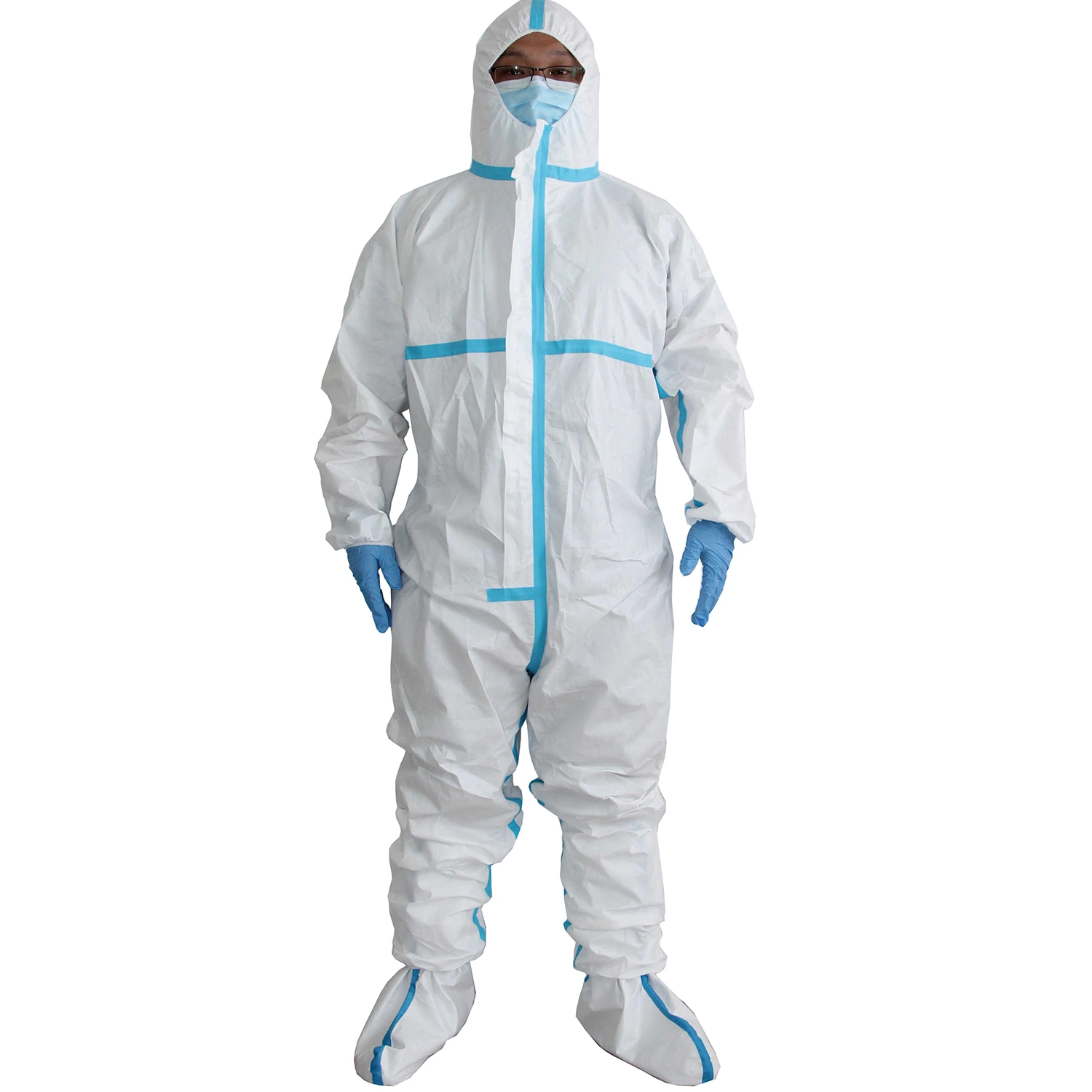 Type 4/5/6 SMS/Sf/PP/PE/Microporous Disposable Safety Protective Clothing Medical Industrial Chemical Coveralls